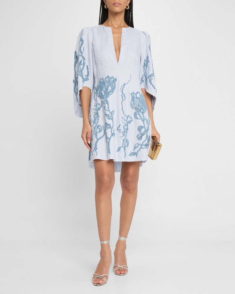 DOROTHEE SCHUMACHER Embroidered Beauty High-Low Linen Mini Dress outlook
