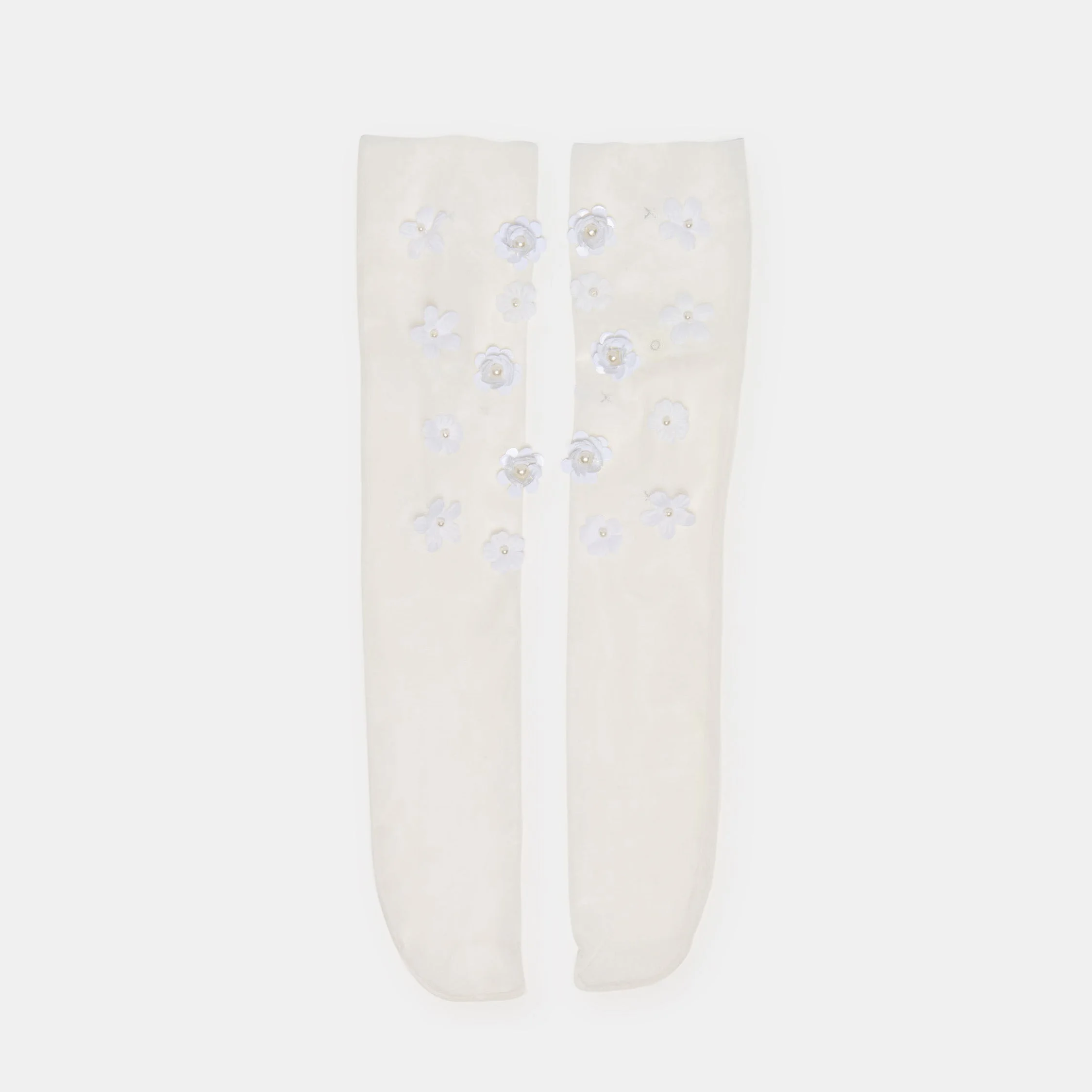 FLORAL CHIFFON SLOUCH SOCKS WHITE - 1