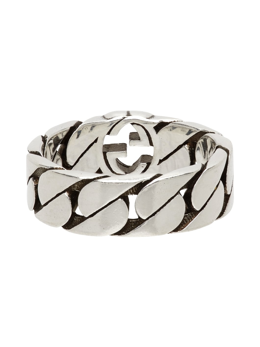 Silver Wide Interlocking G Ring - 4