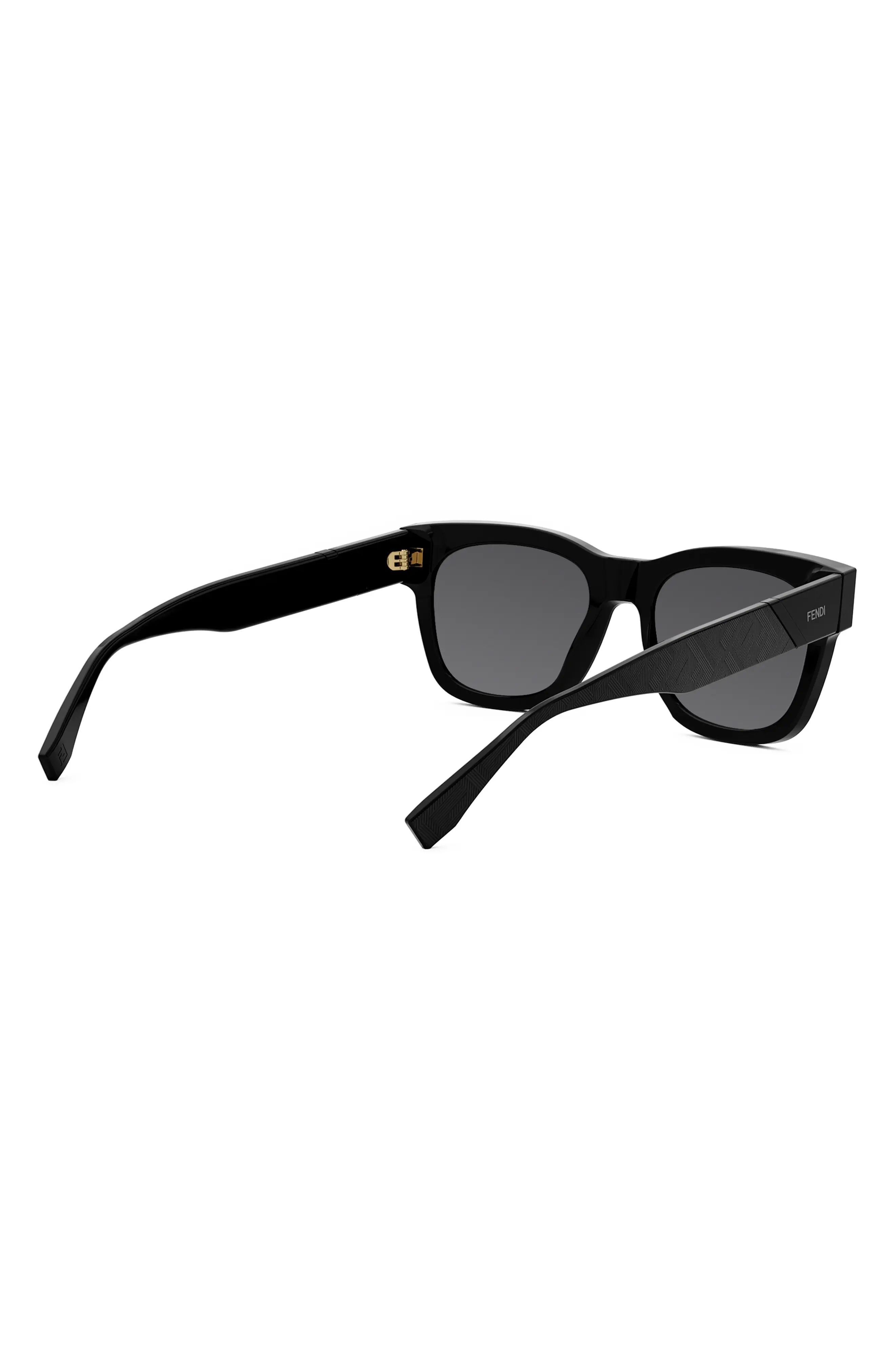 'Fendi Diagonal 51mm Square Sunglasses in Shiny Black /Smoke - 8