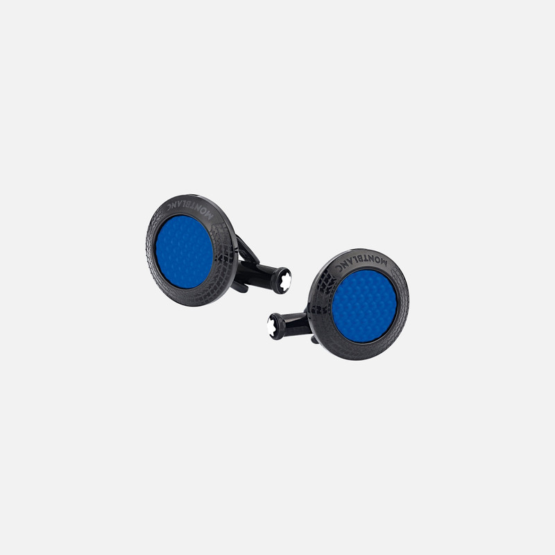 Montblanc Meisterstück Great Masters Pirelli Cufflinks in Steel with Blue Lacquer 1