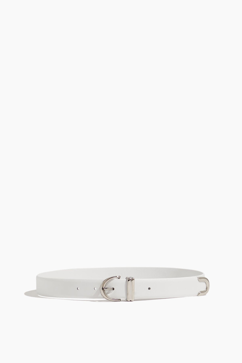 Bambi Skinny Belt with Silver Hardware in Optic White - 1