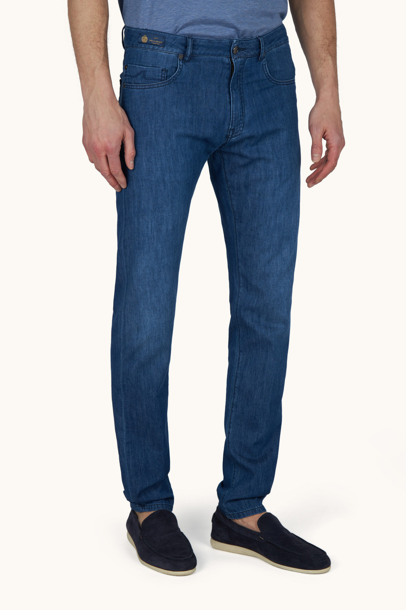 JEANS IN SILK AND COTTON DENIM 8