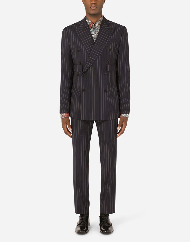 Double-breasted pinstripe stretch wool Sicily-fit suit - 1