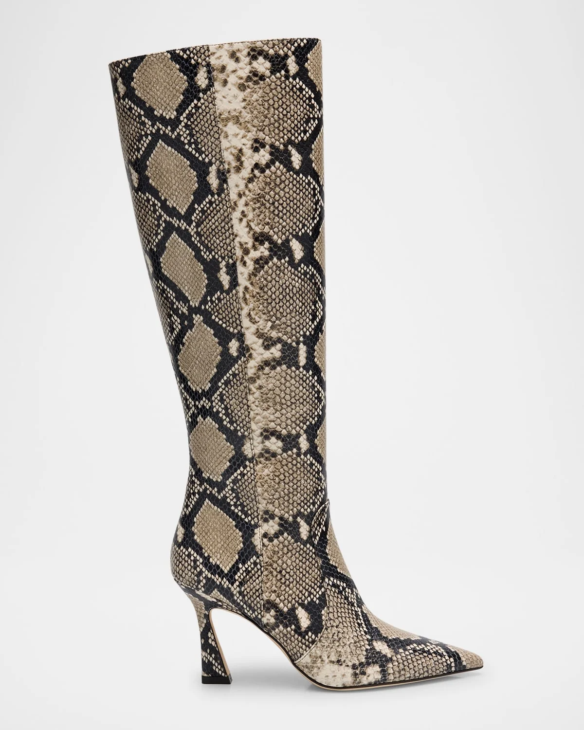 Vinnie Snake-Printed Leather Knee Boots - 1