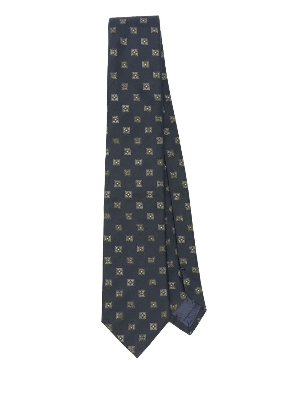 geometric-pattern silk tie - 1