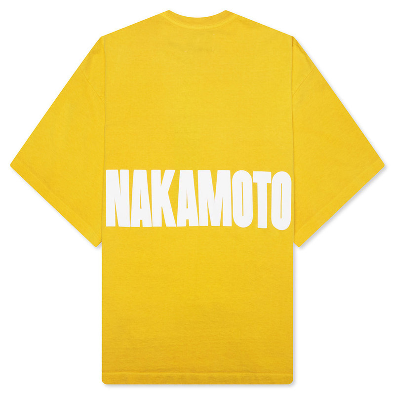 SATOSHI NAKAMOTO IMPACT LOGO TEE - YELLOW outlook