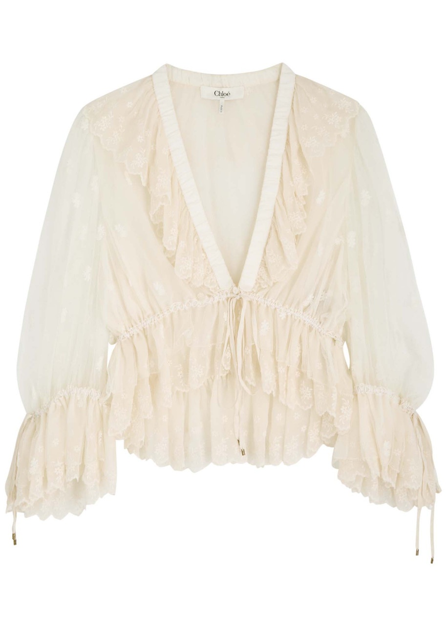 Chloe Ruffled Tulle Cropped Blouse - 1
