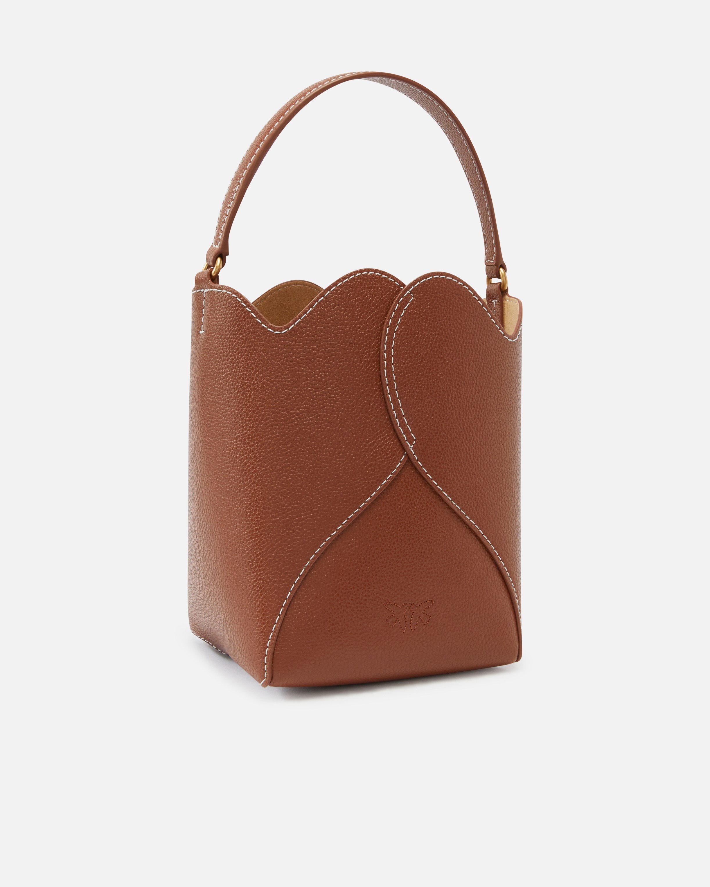 HEART MINI LEATHER BUCKET BAG WITH SHOULDER STRAP - 2