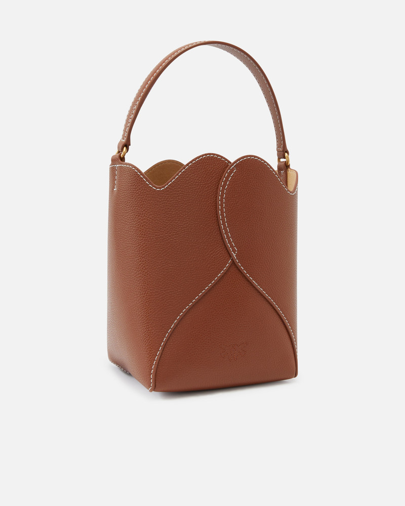 PINKO HEART MINI LEATHER BUCKET BAG WITH SHOULDER STRAP outlook