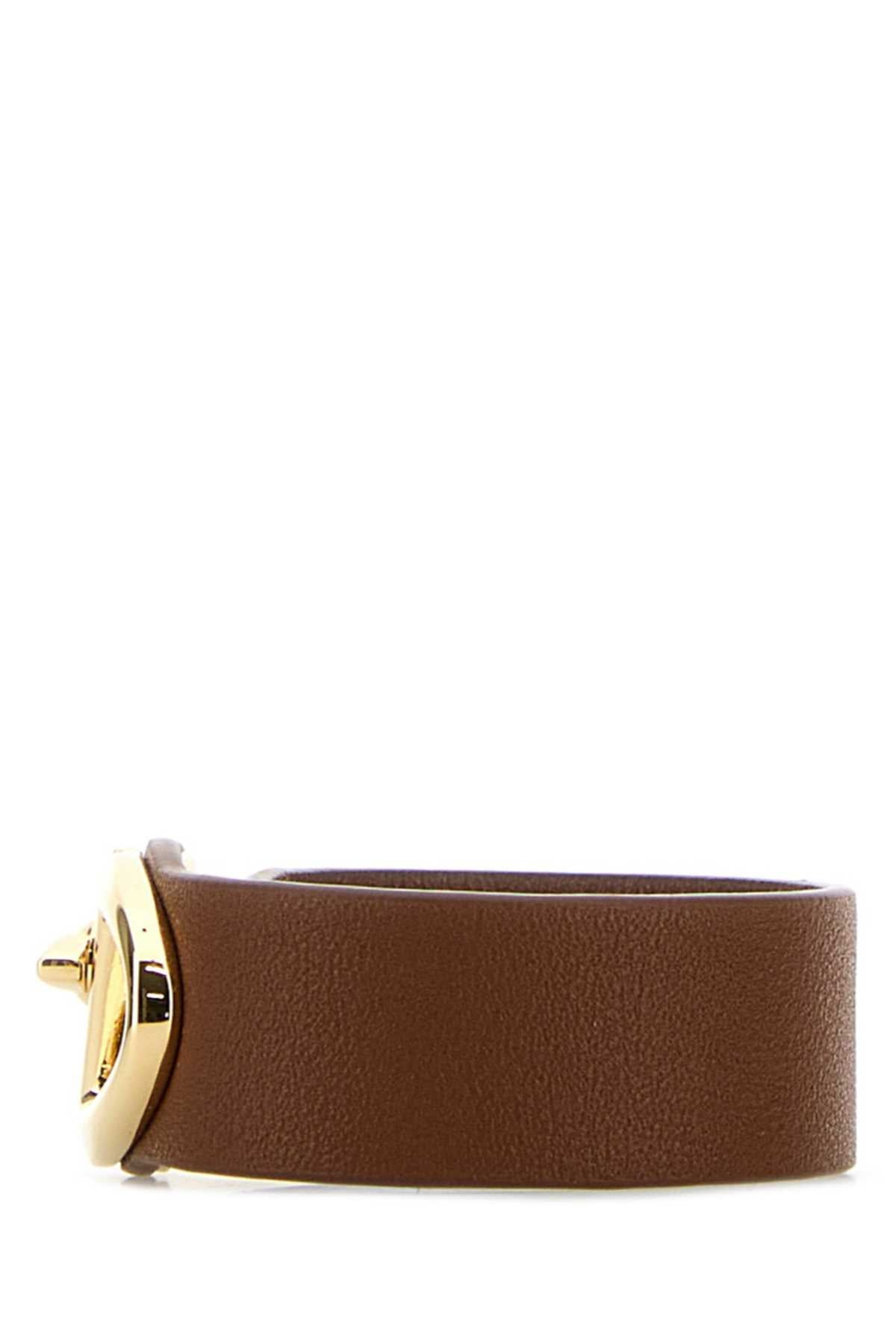 Valentino Garavani Women Brown Leather Vlogo Bracelet - 2