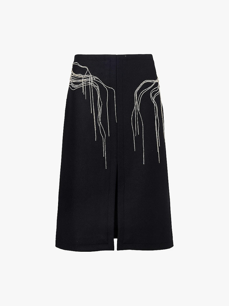 Embellished regular-fit brushed wool-blend midi skirt - 1