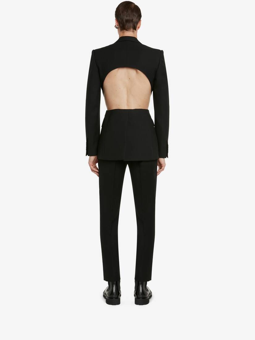 Men's Cut-out Tuxedo Jacket in Black - 4