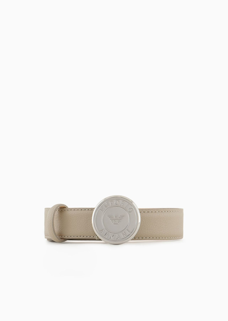 ASV full-grain regenerated leather belt with medallion buckle 1