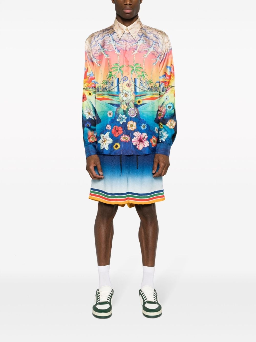 graphic-print silk shirt - 2