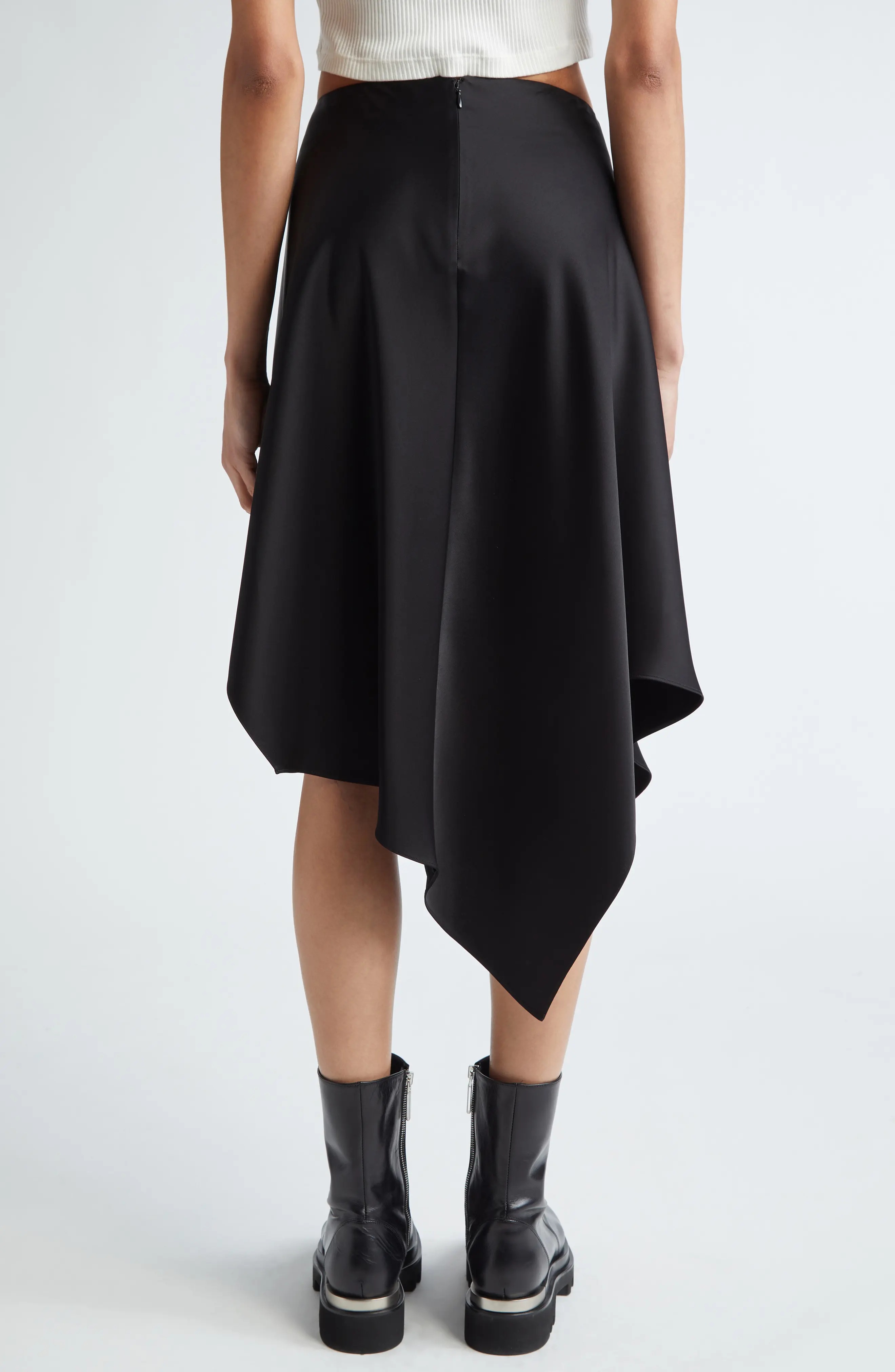 Asymmetric Satin Skirt - 3