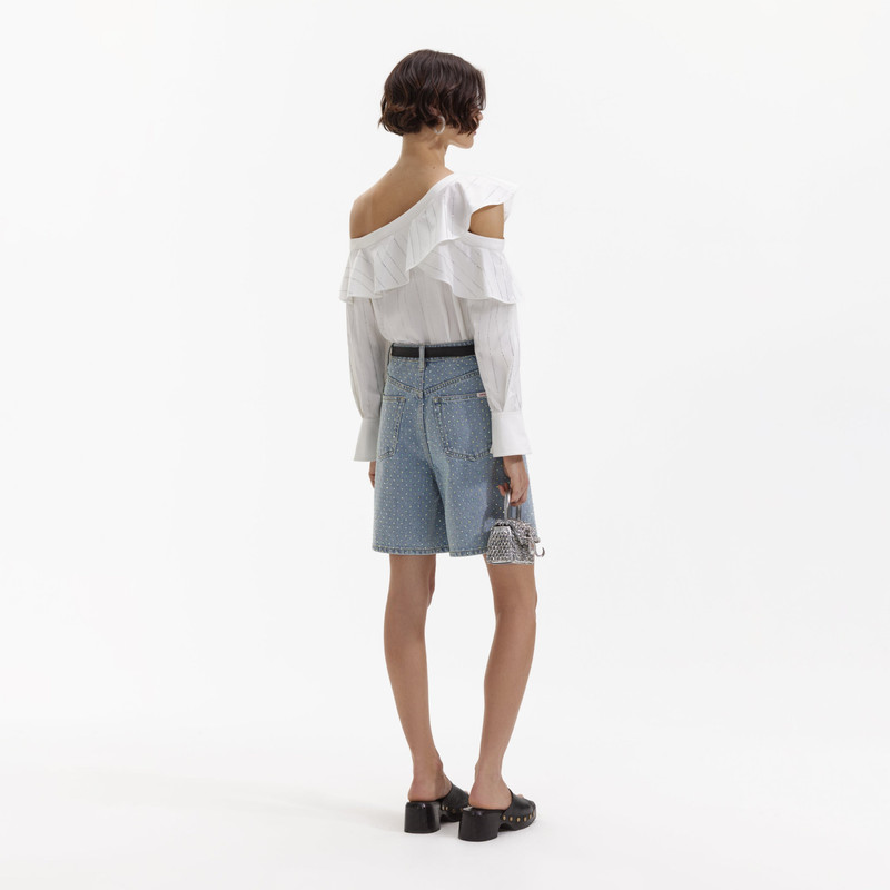 self-portrait White Rhinestone Stripe Top outlook