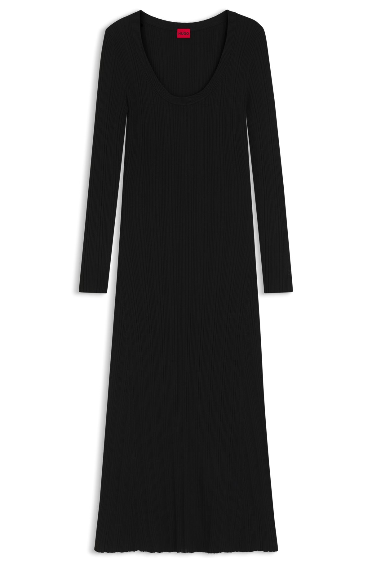 SLIM-FIT MIDI DRESS IN RIBBED CREPE FABRIC - 1