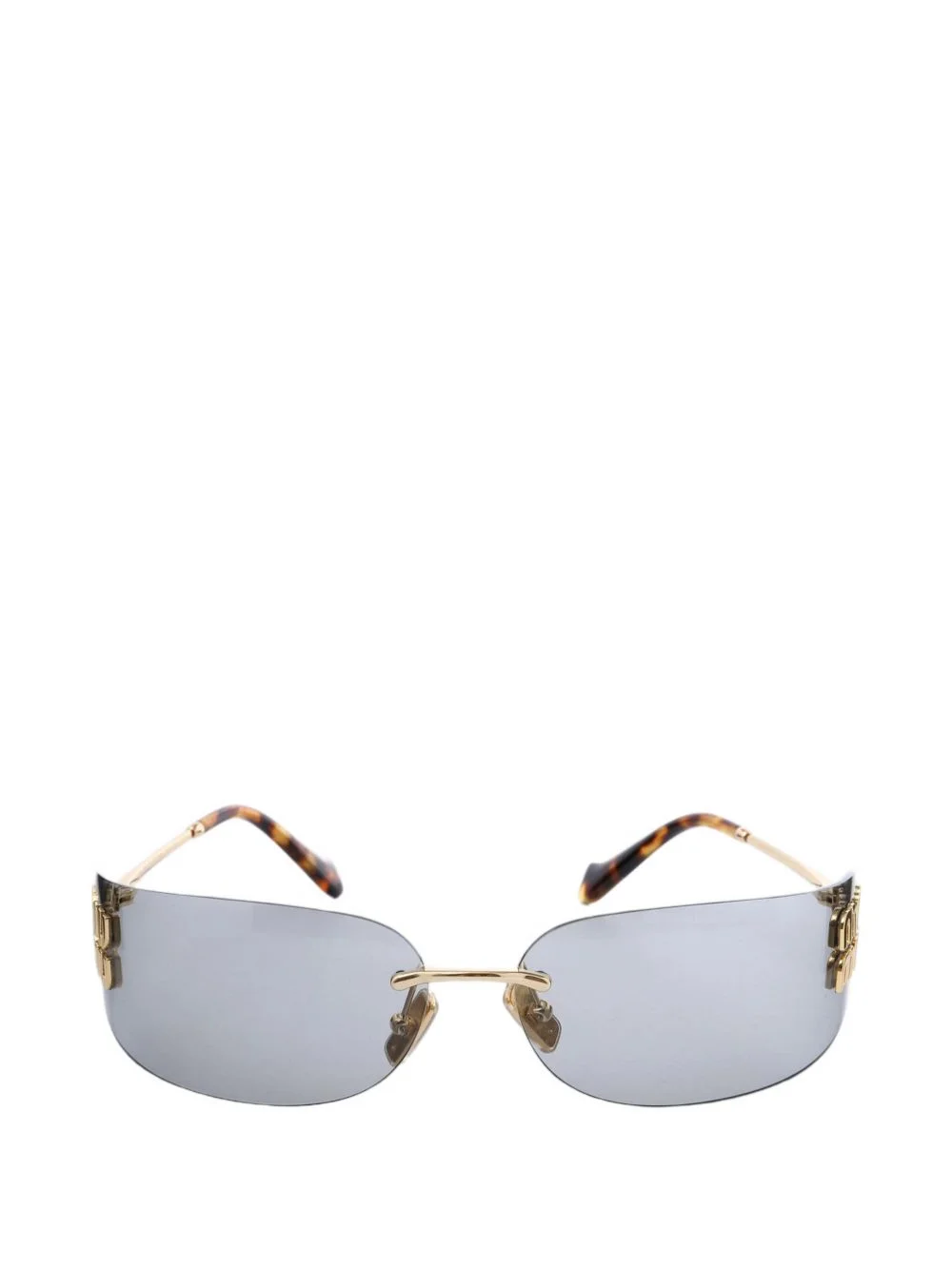 logo-plaque geometric-frame sunglasses - 1