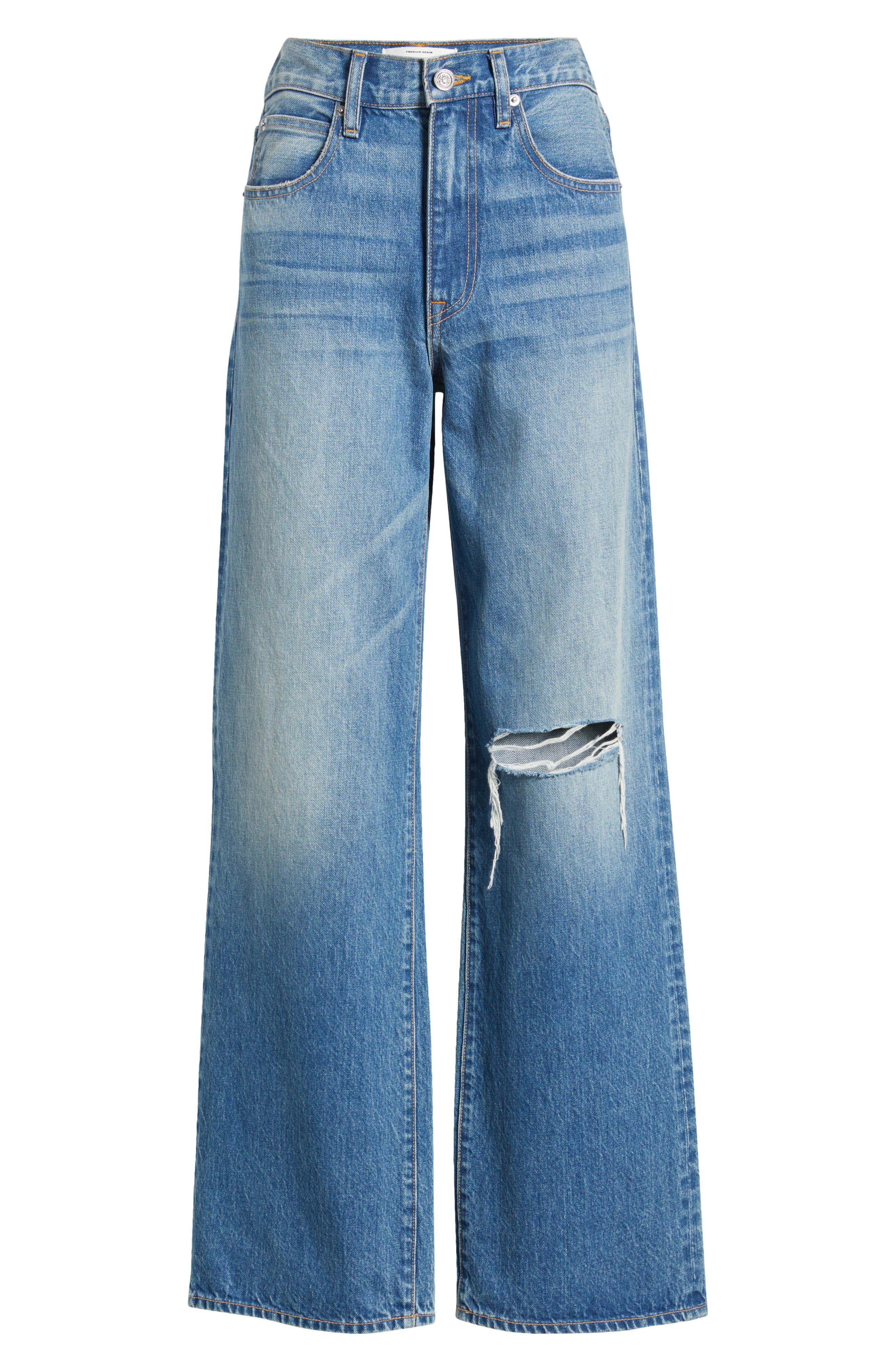 SLVRLAKE Grace High Waist Wide Leg Jeans in Heavy Hitter at Nordstrom - 5