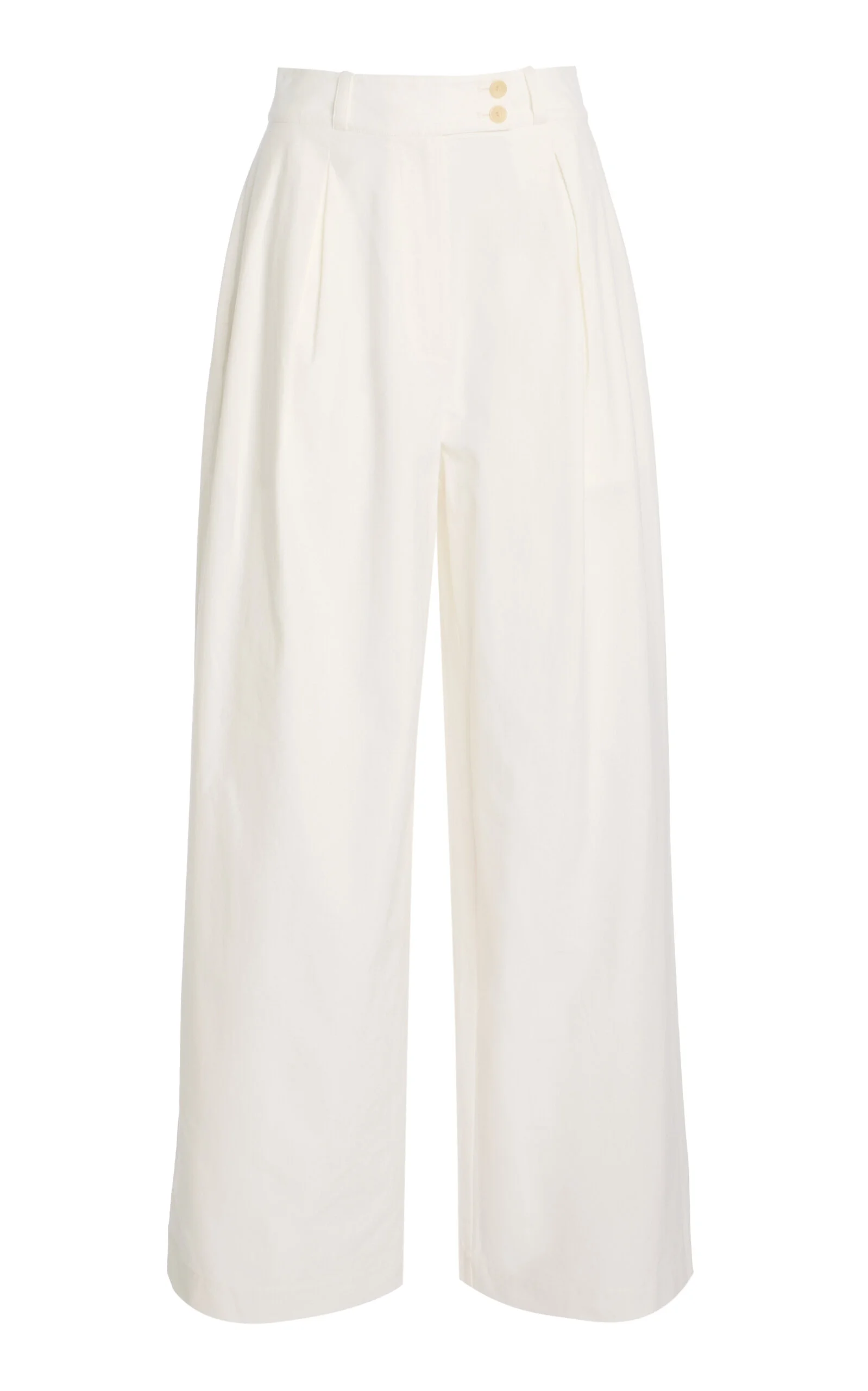 Newport High-Rise Cotton Wide-Leg Pants white - 1