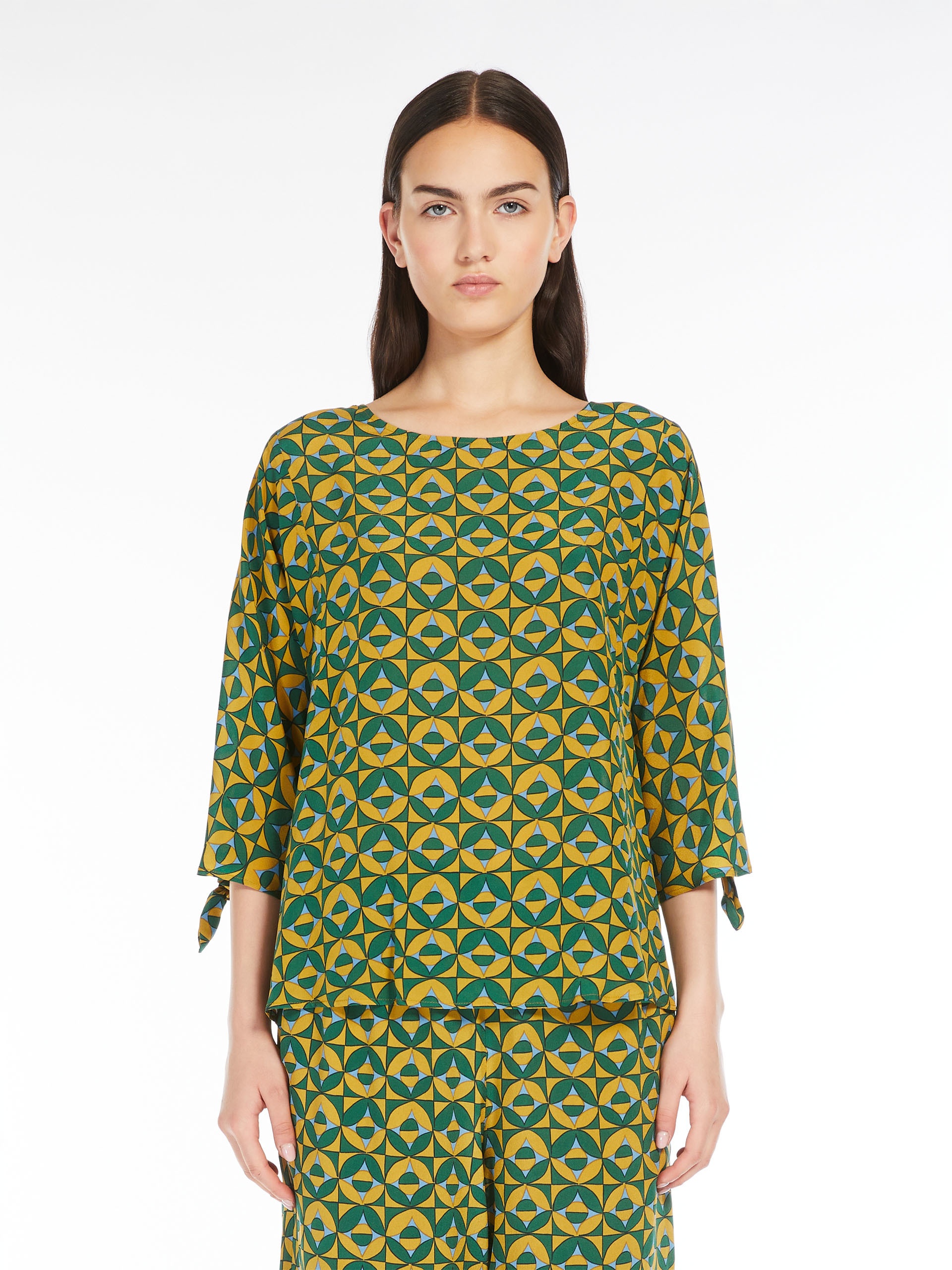 ADONE Printed crepe de chine blouse - 3