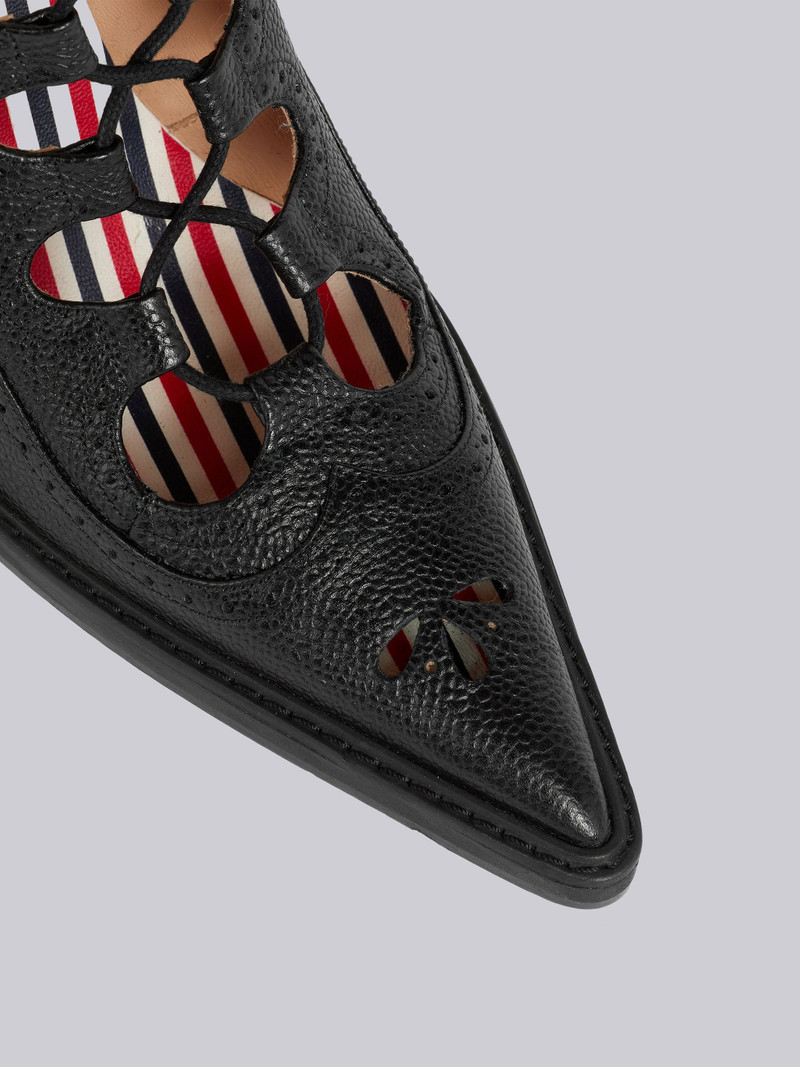 Thom Browne Black Pebbled Calfskin Ghillie Brogue Curved High Heel outlook