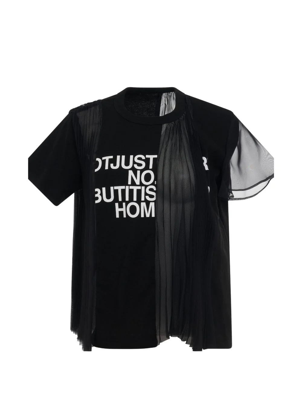 text-print sheer-panel T-shirt - 1