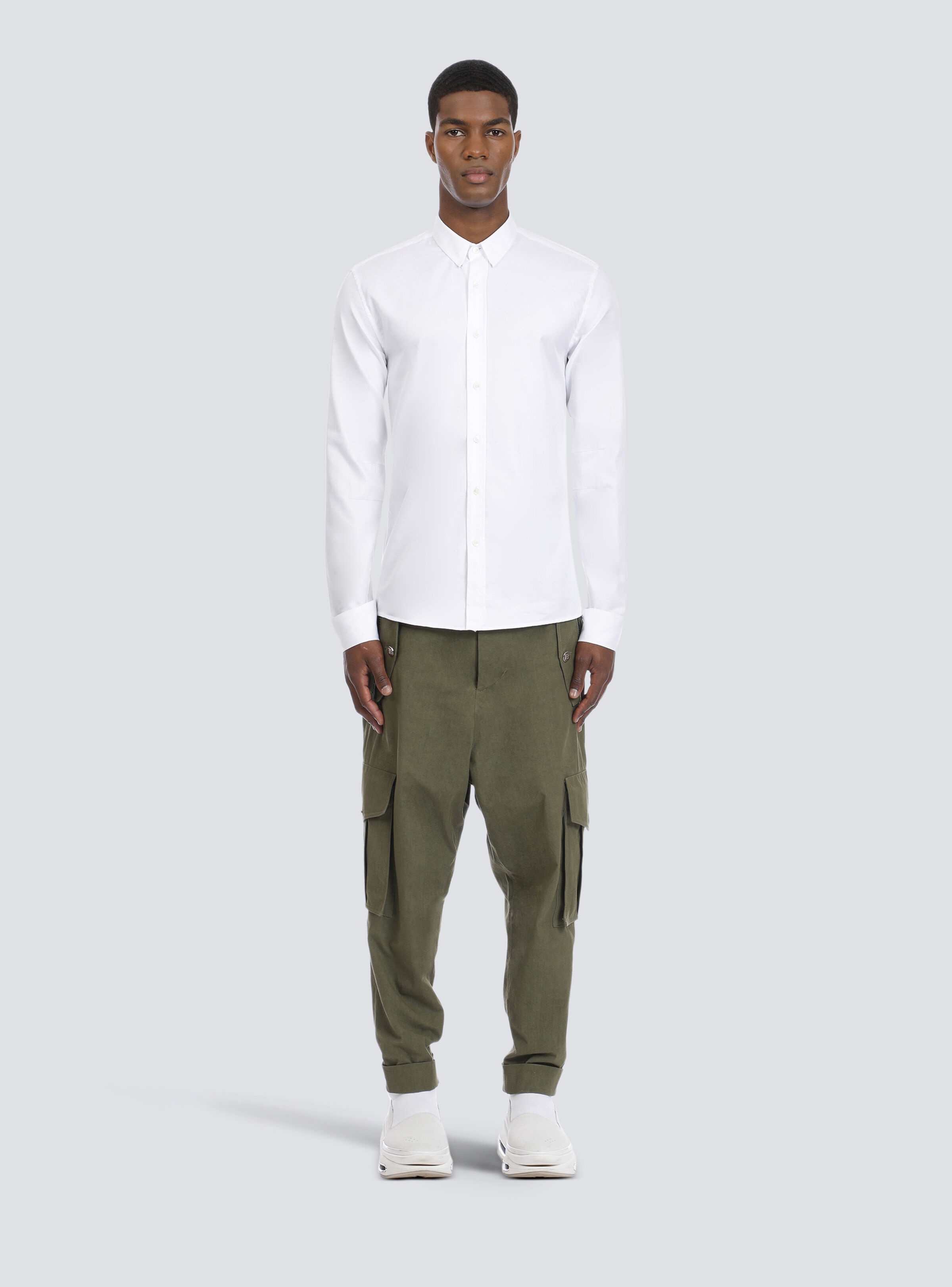 Fitted white cotton shirt - 4