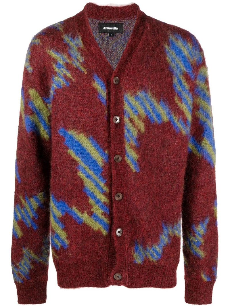 Ongoye patterned intarsia-knit cardigan 1