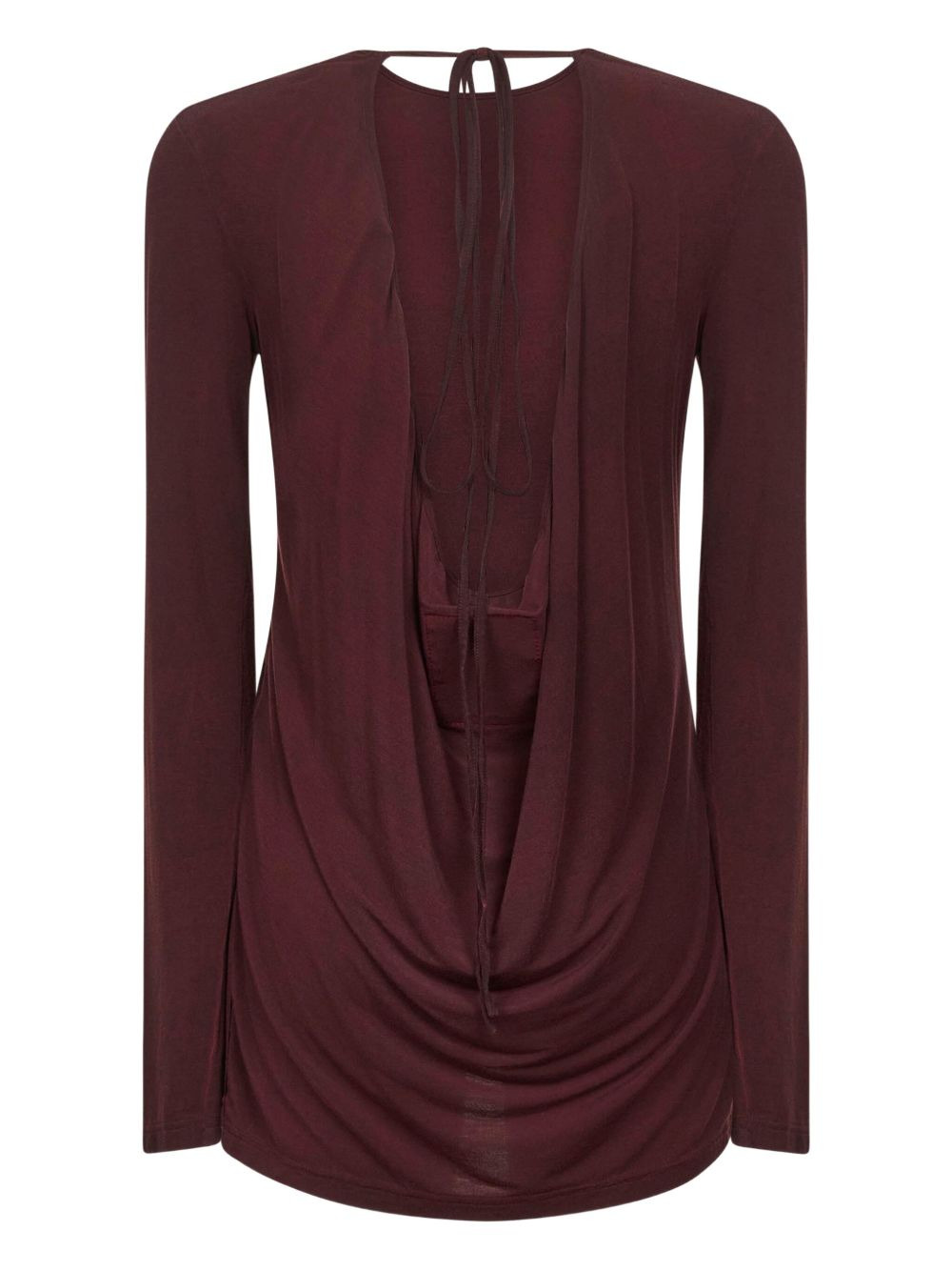 cowl-back long-sleeve top - 2