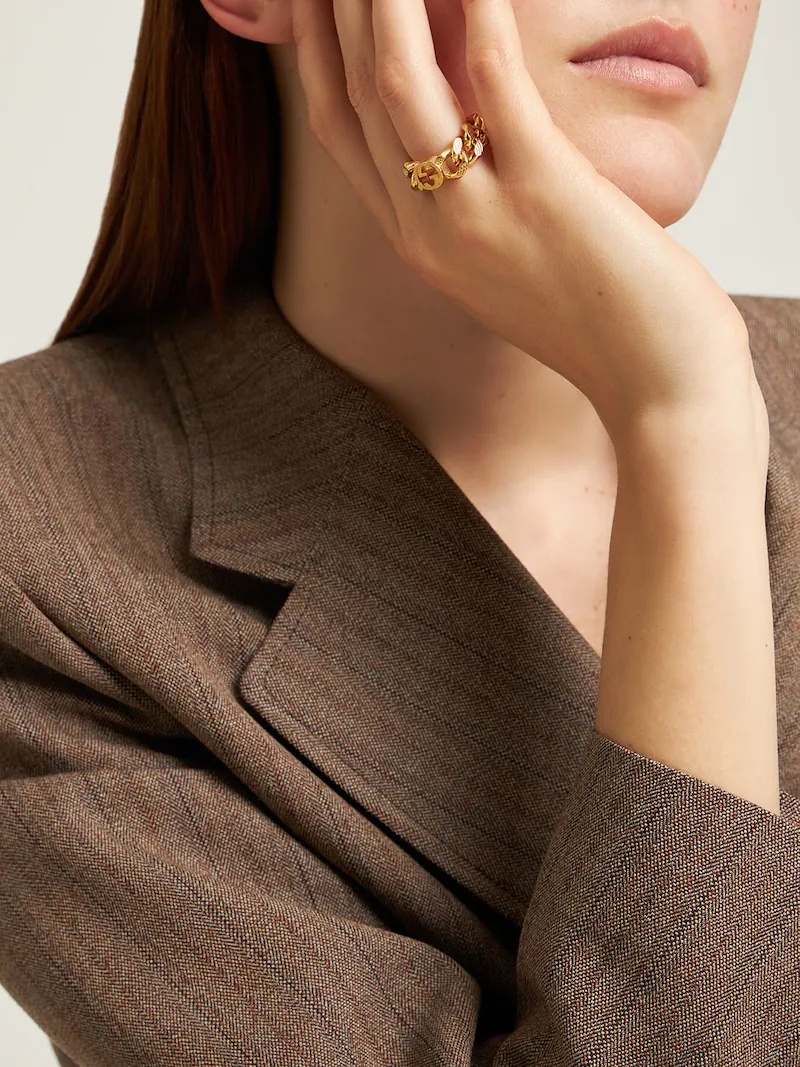 GUCCI INTERLOCKING G CHAIN RING | luisaviaroma | REVERSIBLE