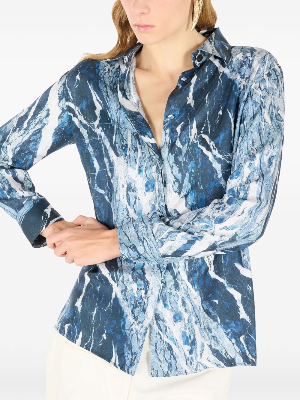 marble-print shirt - 5
