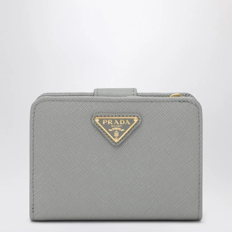 Prada Small Light Grey Saffiano Wallet Women - 1