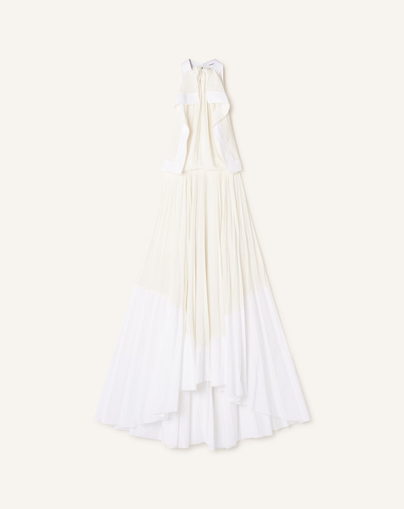 PLEATED DRESS IN CHARMEUSE AND COTTON 1