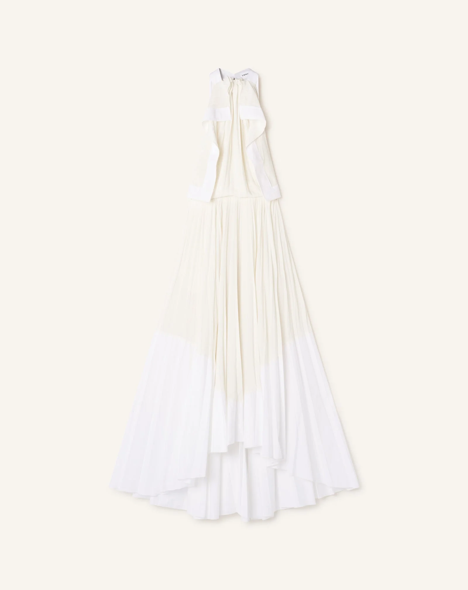 PLEATED DRESS IN CHARMEUSE AND COTTON - 1