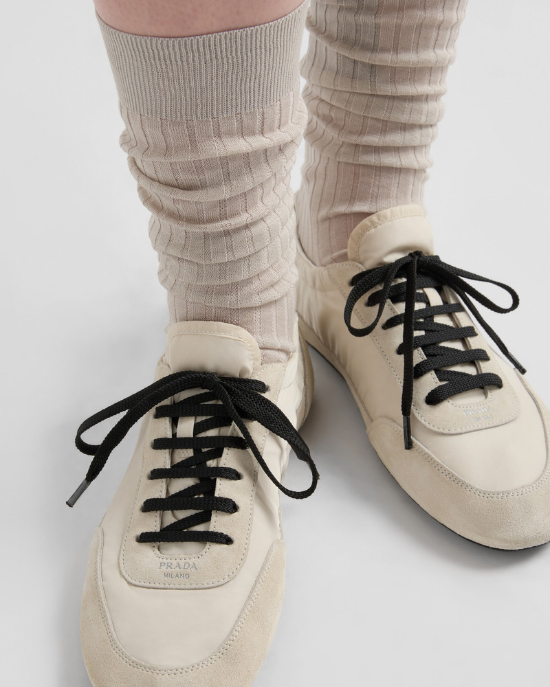Prada Collapse Re-Nylon and suede sneakers outlook