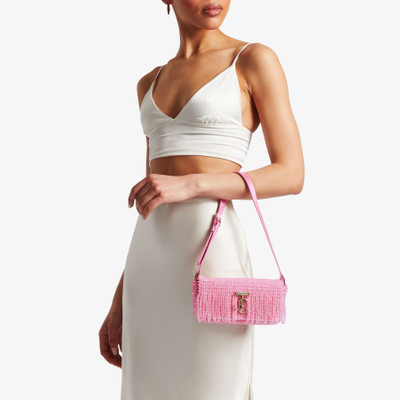 JIMMY CHOO Avenue Mini Shoulder
Candy Pink Satin Mini Shoulder Bag with Crystal Fringe outlook
