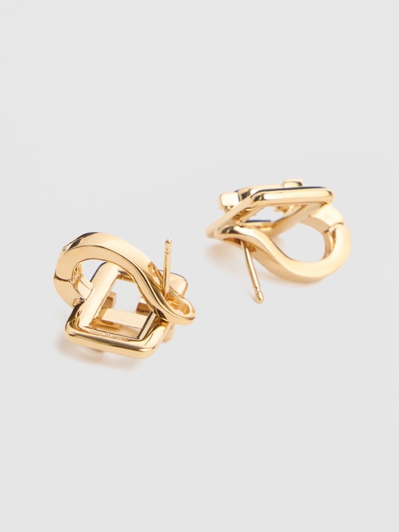 Square metal stud earrings - 3