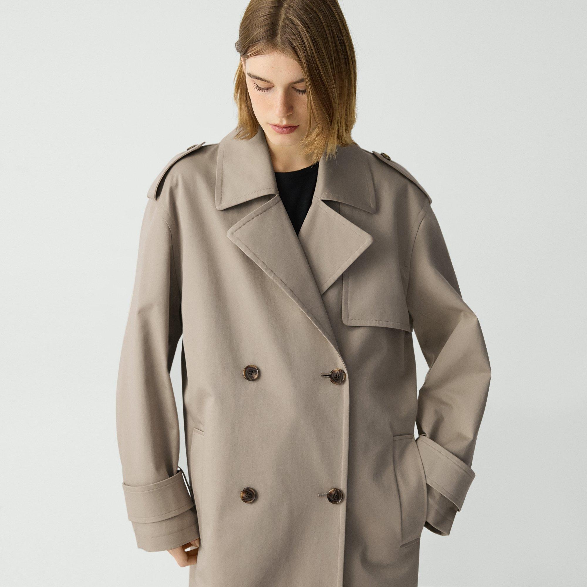 Oversized Double-Breasted Trench Coat in Cotton Gabardine - 5