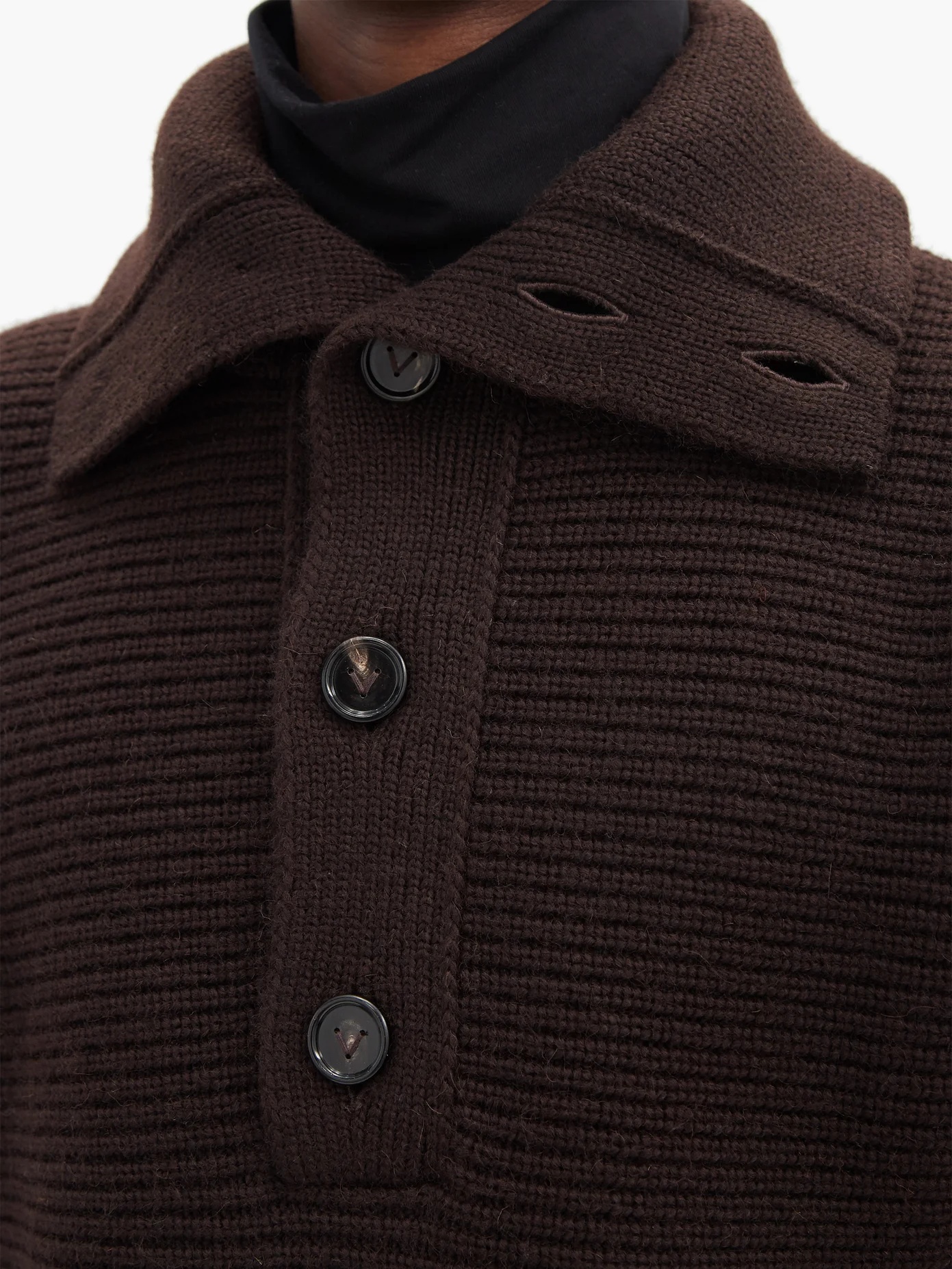 Foldover-collar wool-blend sweater - 3