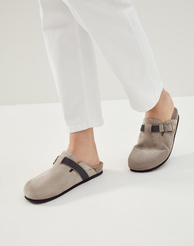 Brunello Cucinelli Suede clogs with precious strap outlook