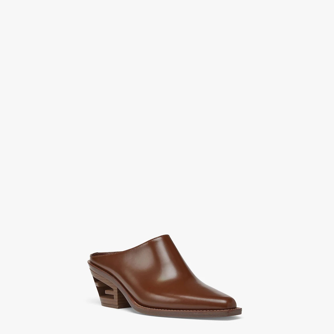 Brown leather medium-heel mules - 2