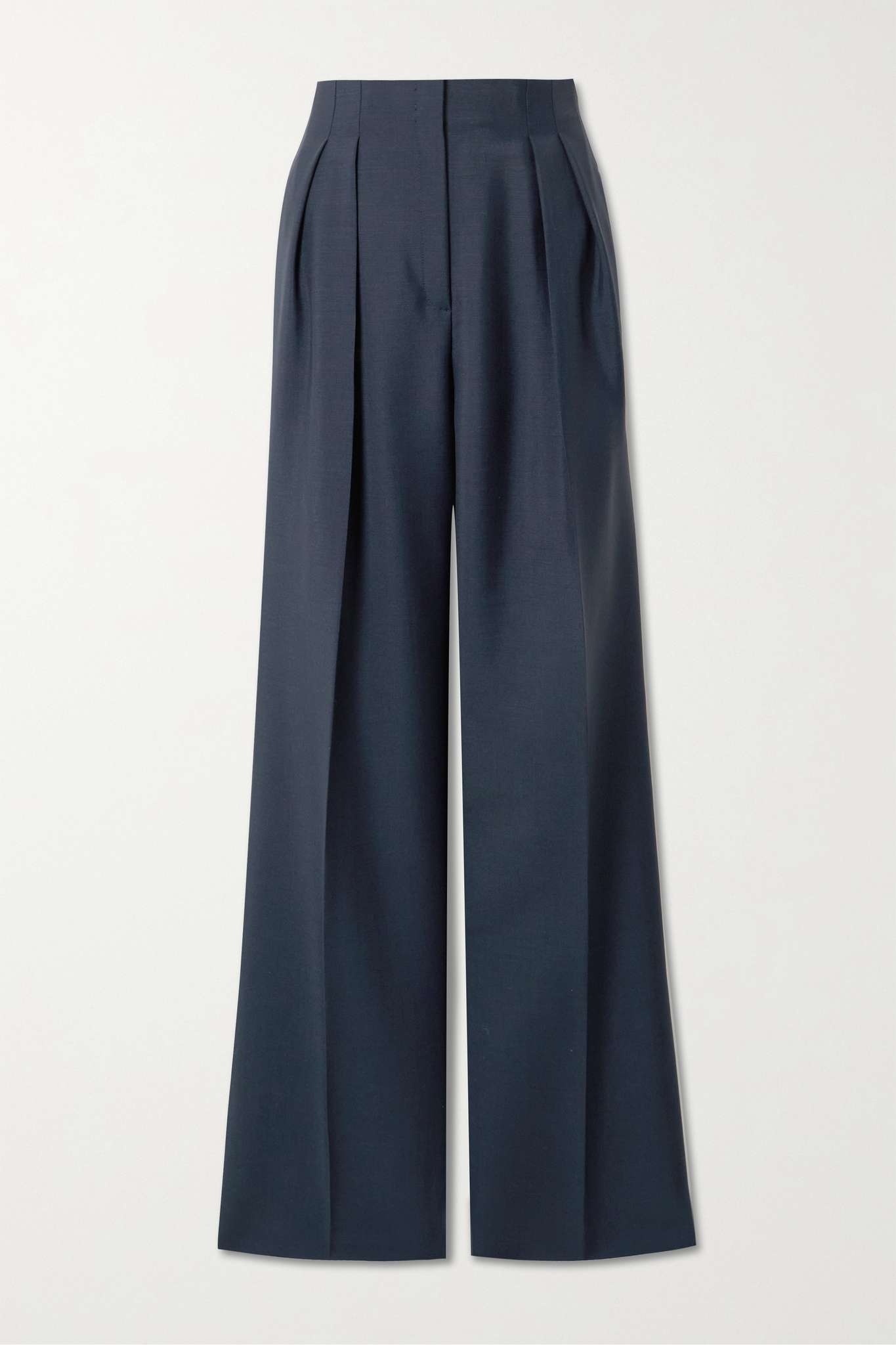 Pleated mohair and wool-blend wide-leg pants - 1