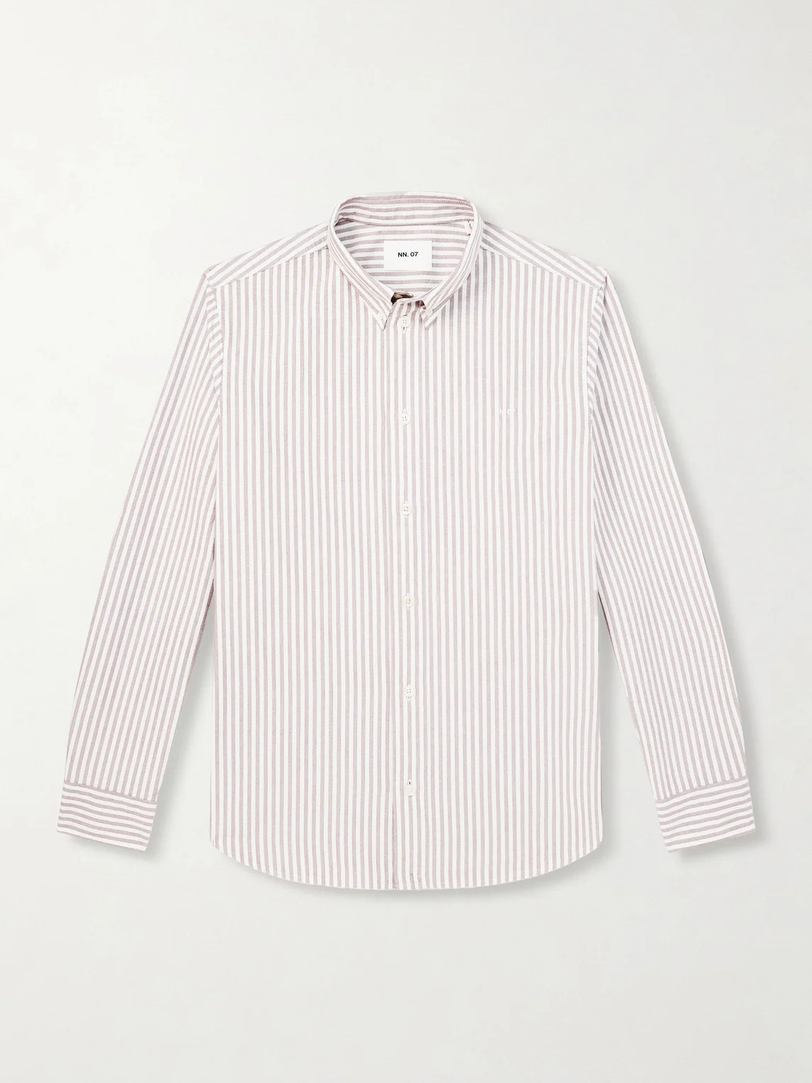 Colby 5910 Button-Down Collar Logo-Embroidered Striped Organic Cotton Shirt - 1