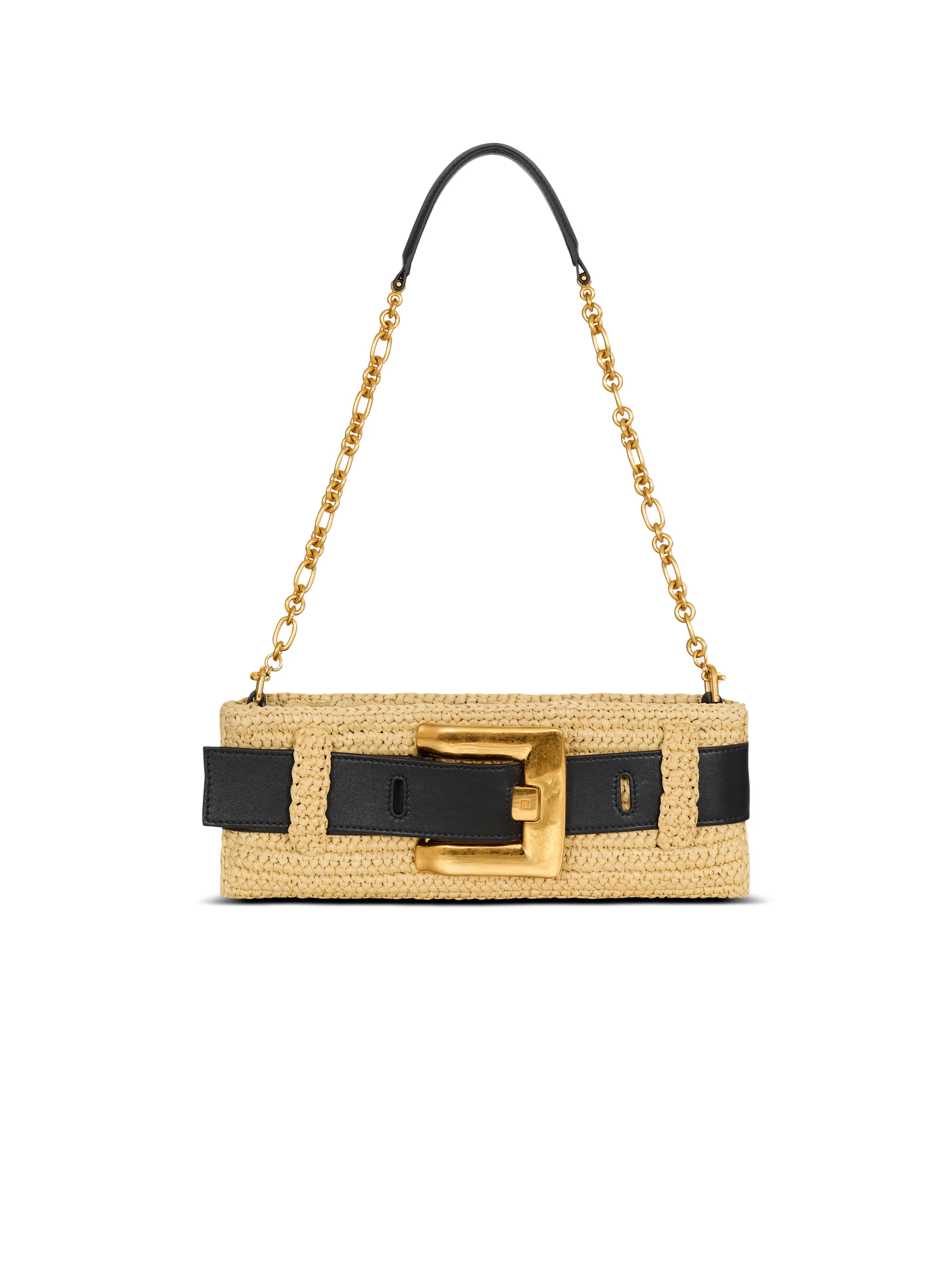 Anthem clutch bag in smooth leather and crochet - 1