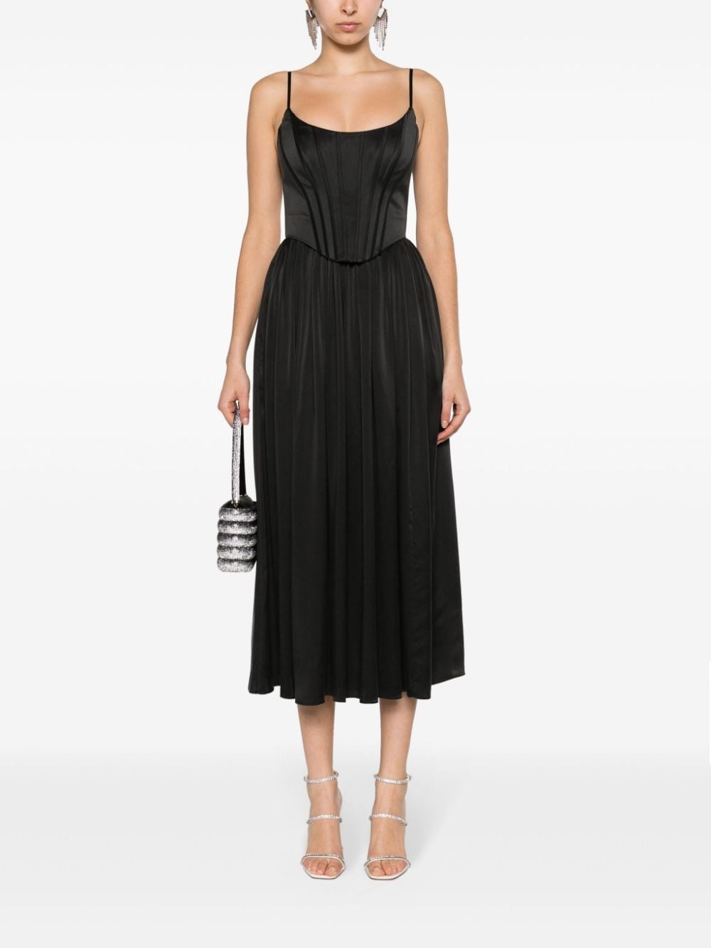 corset silk midi dress - 2