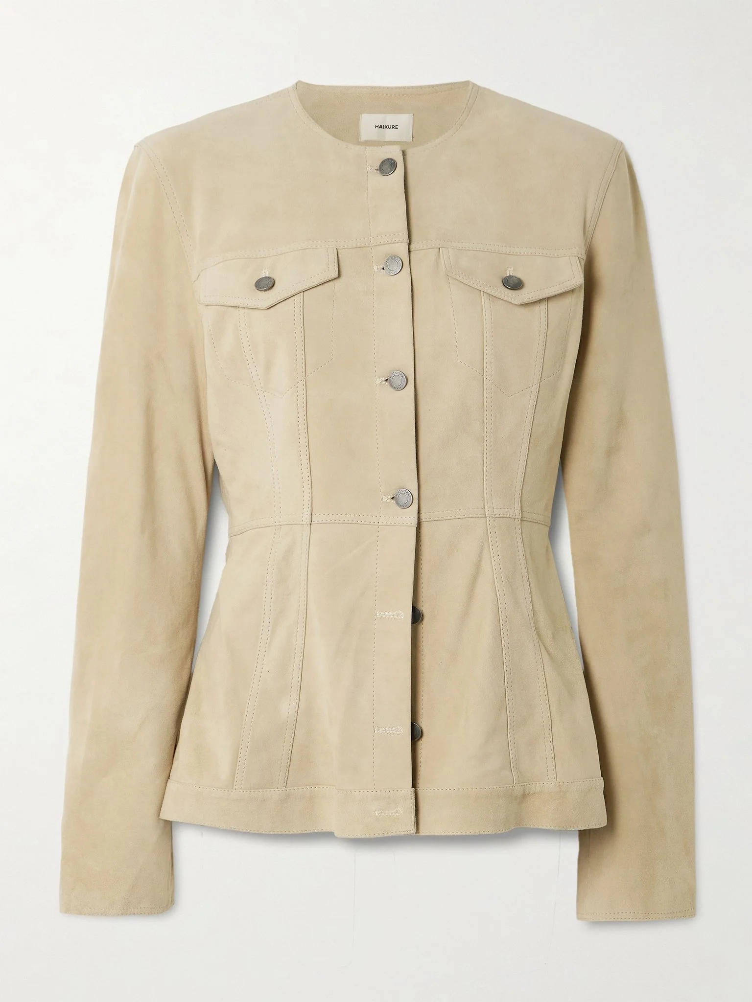 Temple paneled suede jacket Beige - 1