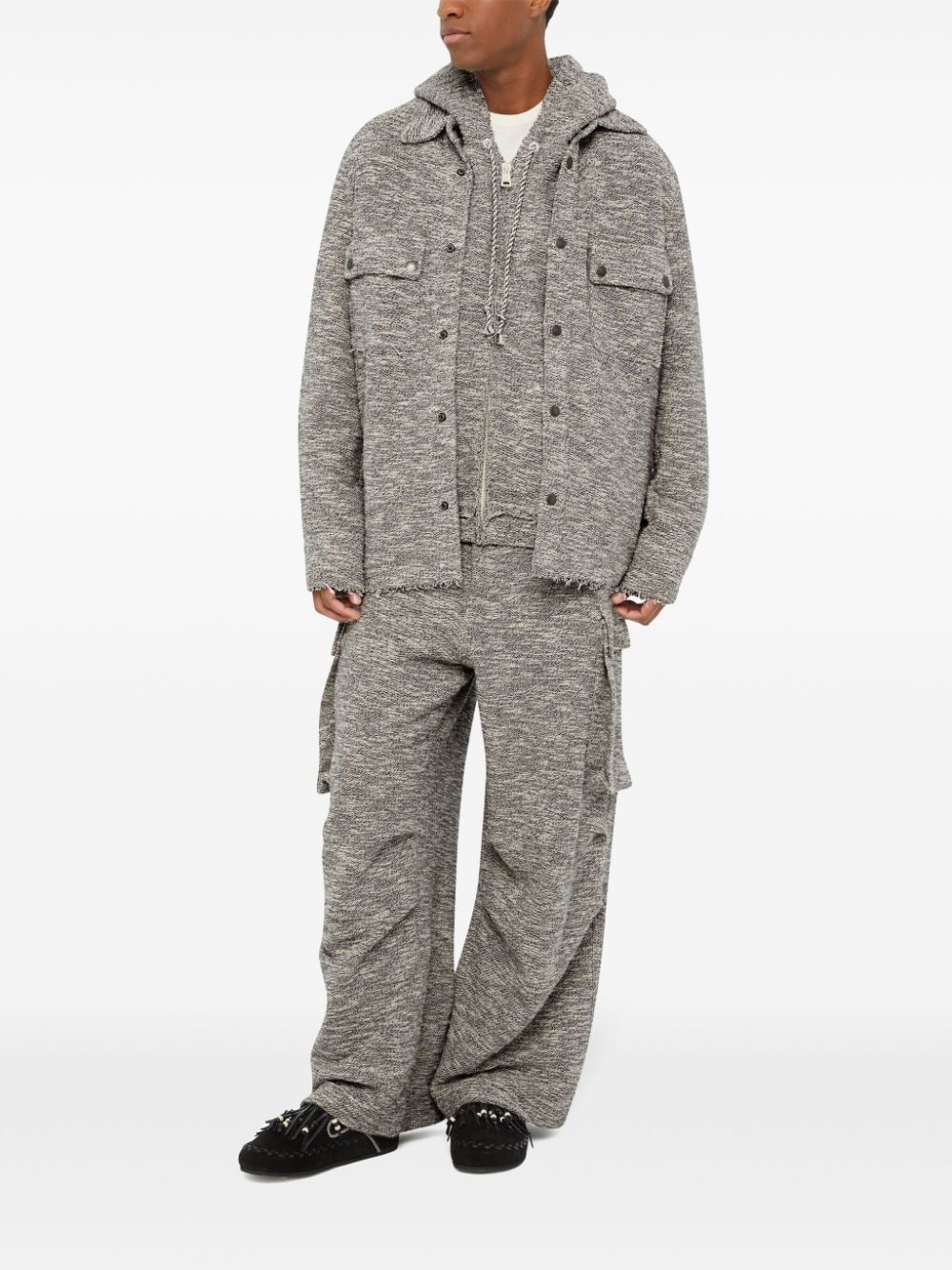 raw-edge mÃ©lange cotton overshirt - 2
