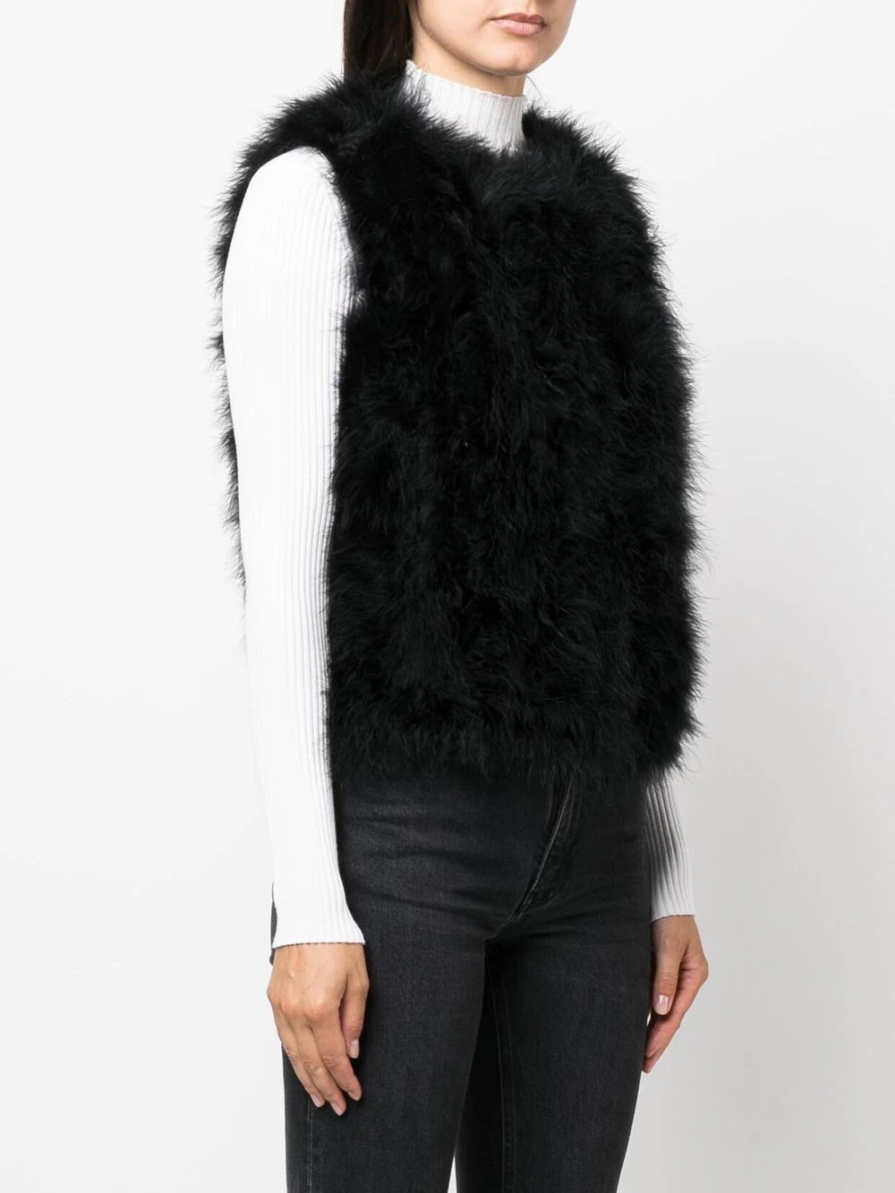 silk feathered-finish waistcoat - 3